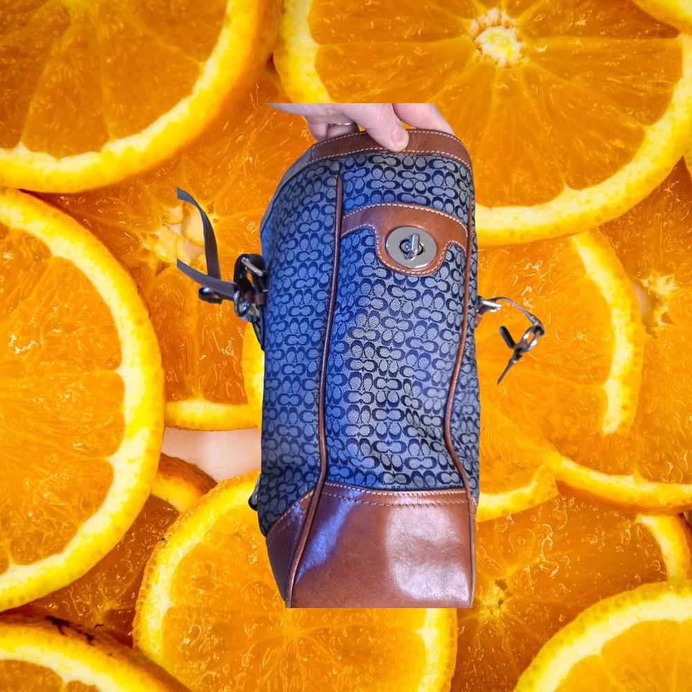 Coach Navy Signature Jacquard British Tan Trim Tote‎ F11527 - Picture 5 of 10